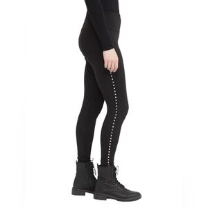 White House Black Market Women's Black Studded Stretch Runway Legging Pants Sz 6